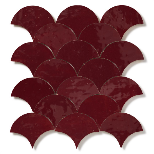 Carrelage Zellige Marocain Rouge Lie de vin Grande Ecaille 10x12 cm