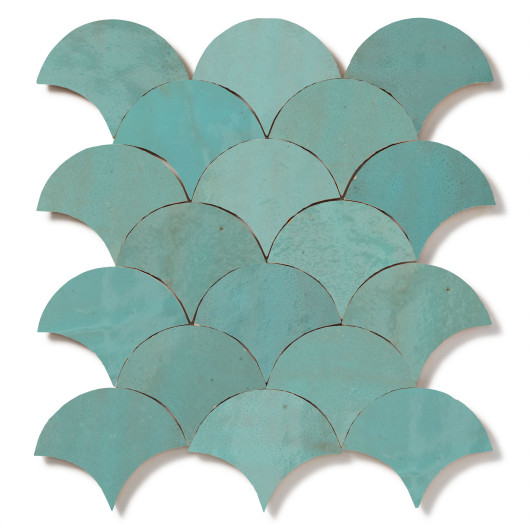 Carrelage Zellige Marocain Bleu Maldives Grande Ecaille 10x12 cm
