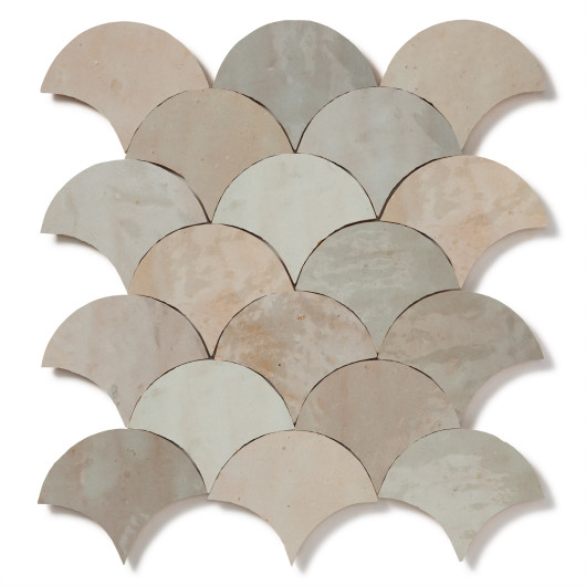Carrelage Zellige Marocain Gris Beige Grande Ecaille 10x12 cm