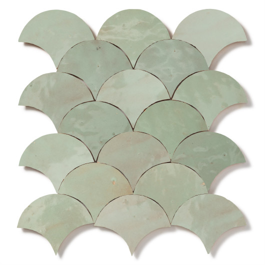 Carrelage Zellige Marocain Vert Tilleul Grande Ecaille 10x12 cm