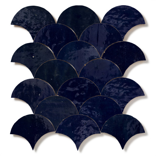 Carrelage Zellige Marocain Bleu Nuit Grande Ecaille 10x12 cm