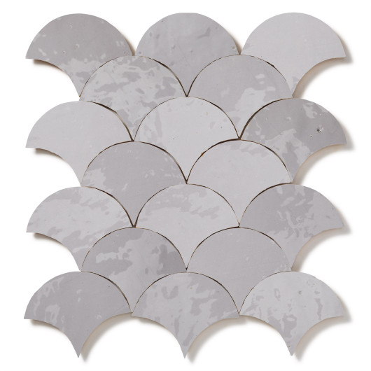 Carrelage Zellige Marocain Gris Clair Grande Ecaille 10x12 cm