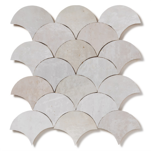 Carrelage Zellige Marocain Blanc Oukaimeden Grande Ecaille 10x12 cm