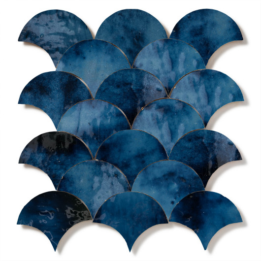 Carrelage Zellige Marocain Bleu Magique Grande Ecaille 10x12 cm
