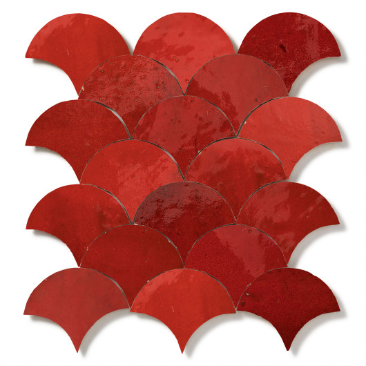 Carrelage Zellige Marocain Rouge Pétillant Grande Ecaille 10x12 cm