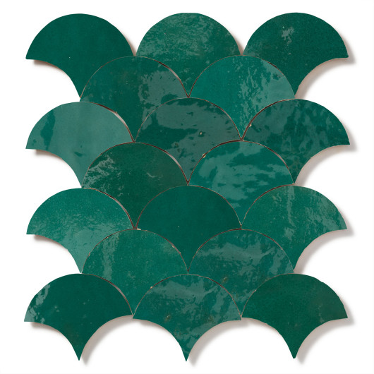 Carrelage Zellige Marocain Vert Emeraude Grande Ecaille 10x12 cm