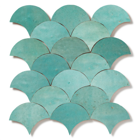 Carrelage Zellige Marocain Vert Pacifique Grande Ecaille 10x12 cm