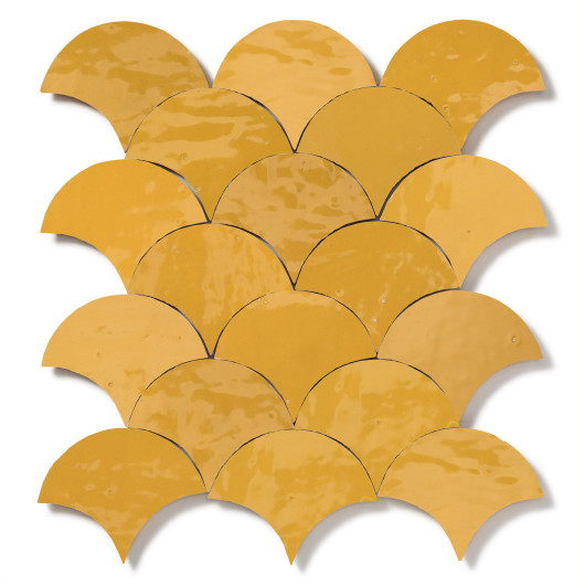 Carrelage Zellige Marocain Jaune Moutarde Grande Ecaille 10x12 cm