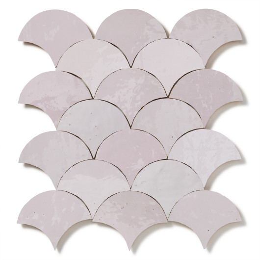 Carrelage Zellige Marocain Rose Pale Grande Ecaille 10x12 cm