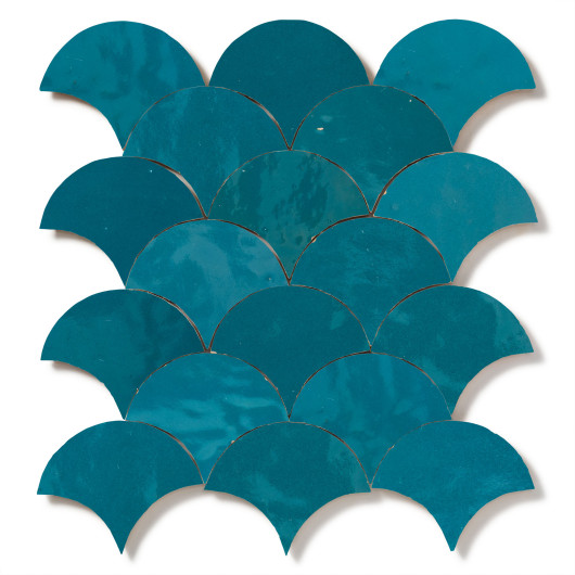 Carrelage Zellige Marocain Bleu Turquoise Grande Ecaille 10x12 cm