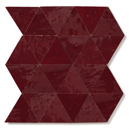 Carrelage Zellige Marocain Rouge Lie de vin Grand Triangle 10 cm