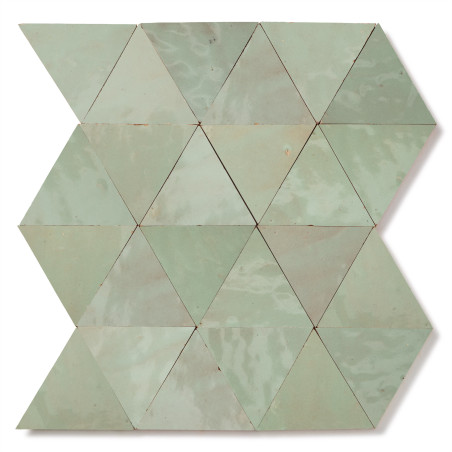 Carrelage Zellige Marocain Vert Tilleul Grand Triangle 10 cm