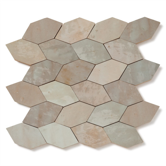 Carrelage Zellige Marocain Gris Beige Navette 4,9x10 cm