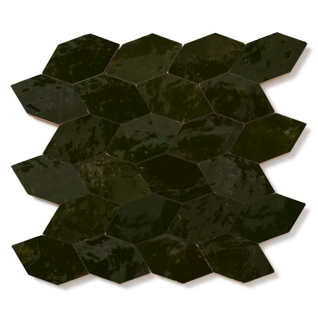 Carrelage Zellige Marocain Vert Empire Navette 4,9x10 cm