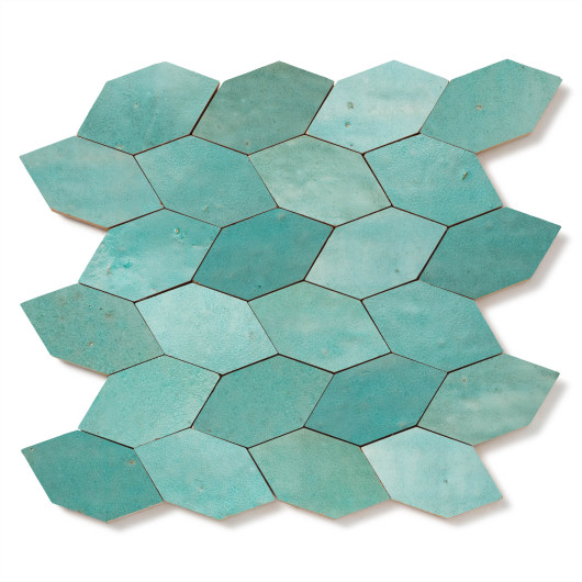 Carrelage Zellige Marocain Vert Pacifique Navette 4,9x10 cm