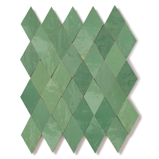 Carrelage Zellige Marocain Vert Amande Losange 5,5x10 cm