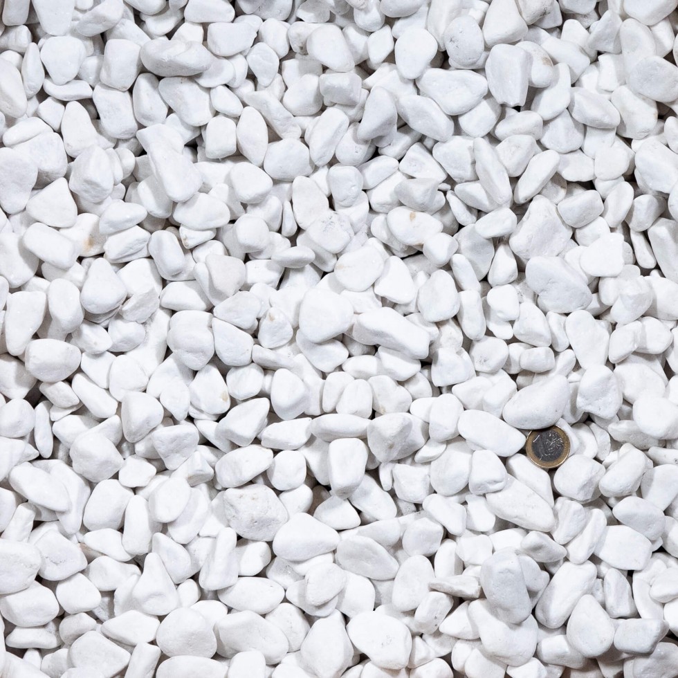 Galets Blancs Polis 20 Kg – 30-50 Mm – Gravier Décoratif Naturel Pour Jardin, Allée, Bassin, Intérieur Et Extérieur