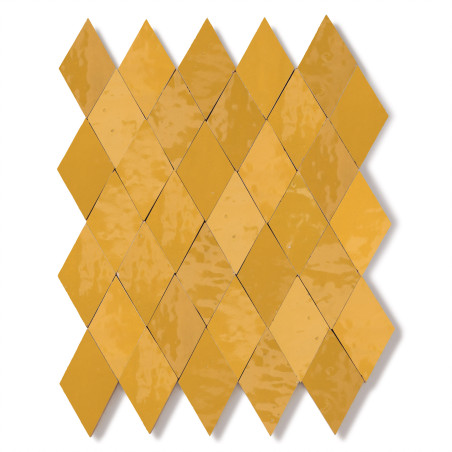 Carrelage Zellige Marocain Jaune Moutarde Losange 5,5x10 cm