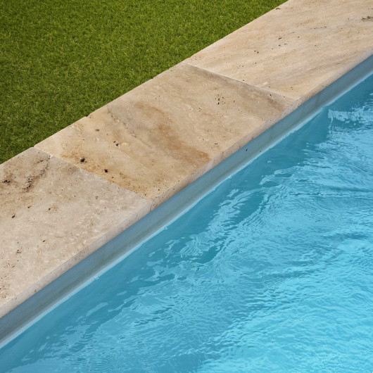 Margelle de piscine Travertin Beige Nuancé 61x40x3 cm Bord Droit