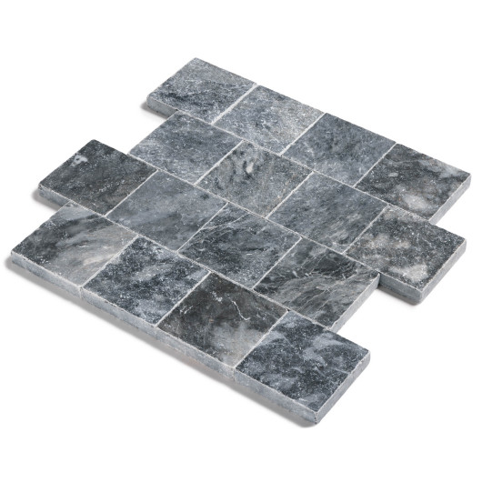 Pavé pierre naturelle Adana Gris Bleu Foncé 15,25x15,25x3 cm Vieilli