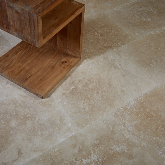 Carrelage pierre naturelle Travertin Beige Nuancé 1er choix 61x40,6x1,2 cm Adouci