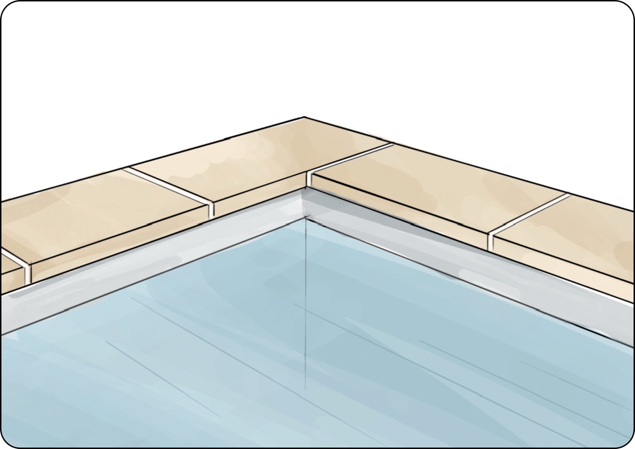 Margelles d'angle de piscine en bord &agrave; bord