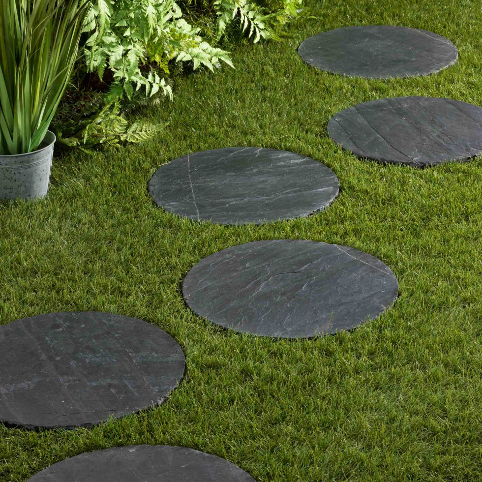 Pas japonais rond sur de l'herbe