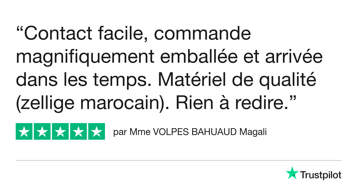 Avis client satisfait de ses zelliges