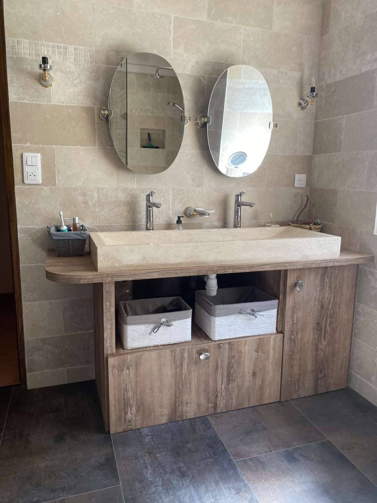 vasque travertin beige
